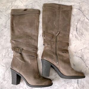 LOFT Rustic Leather Heeled Moto Boots